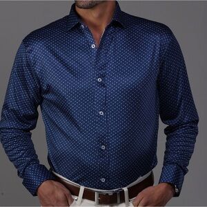 Collars & Co | Quattro Flex Blue WT Pattern LS Dress Shirt Large NWOT
